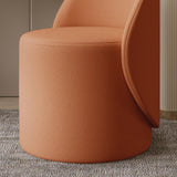 Nordic-Style Contemporary Vanity Stool in Faux Leather & Rubberwood — Cylindrical with Backrest and Swivel for Bedroom