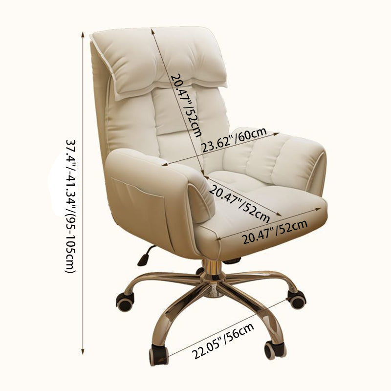 Chic Modern Minimalist Desk Chair: Fabric & Stainless Steel Square Seat, Adjustable Backrest, and Swivel Base for Home Office