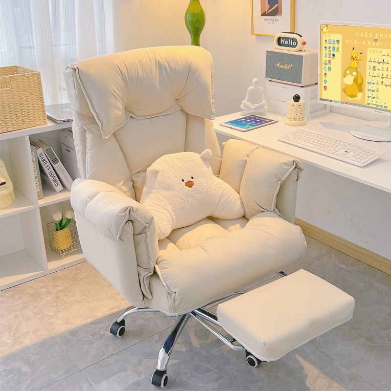 Chic Modern Minimalist Desk Chair: Fabric & Stainless Steel Square Seat, Adjustable Backrest, and Swivel Base for Home Office