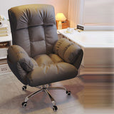 Chic Modern Minimalist Desk Chair: Fabric & Stainless Steel Square Seat, Adjustable Backrest, and Swivel Base for Home Office