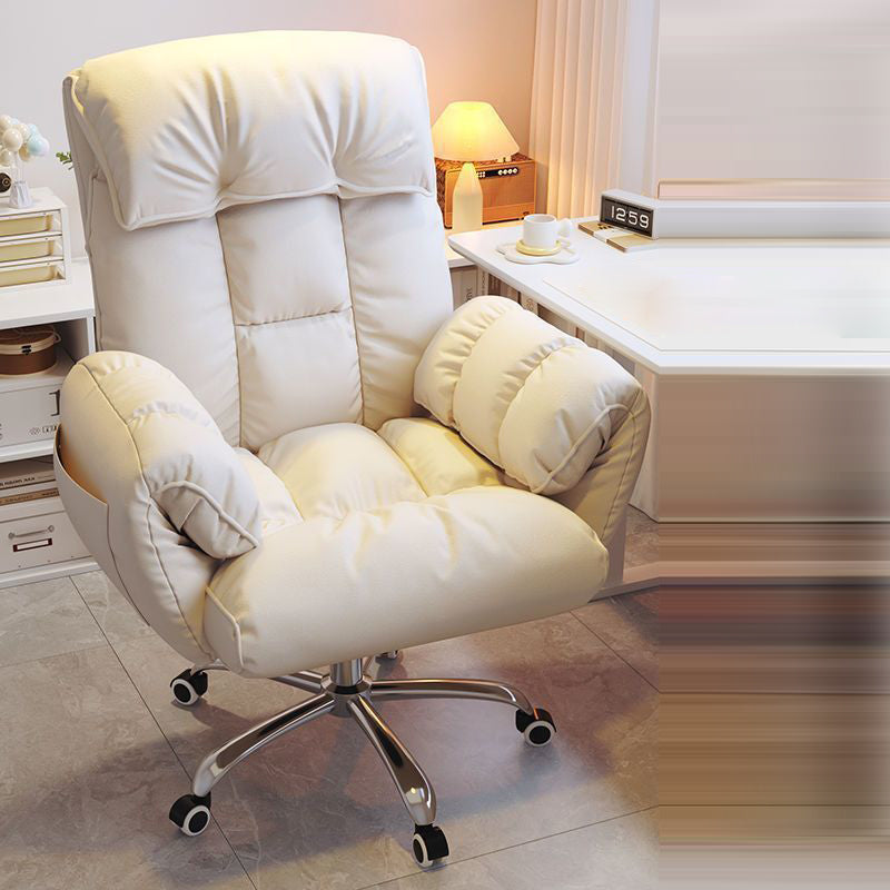 Chic Modern Minimalist Desk Chair: Fabric & Stainless Steel Square Seat, Adjustable Backrest, and Swivel Base for Home Office