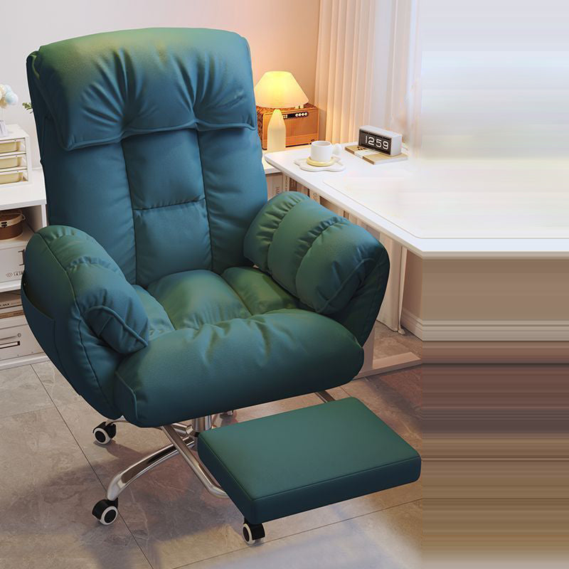 Chic Modern Minimalist Desk Chair: Fabric & Stainless Steel Square Seat, Adjustable Backrest, and Swivel Base for Home Office