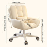 Chic Modern Minimalist Velvet PU Leather & Nylon Square Desk Chair with Adjustable Height for Home Office