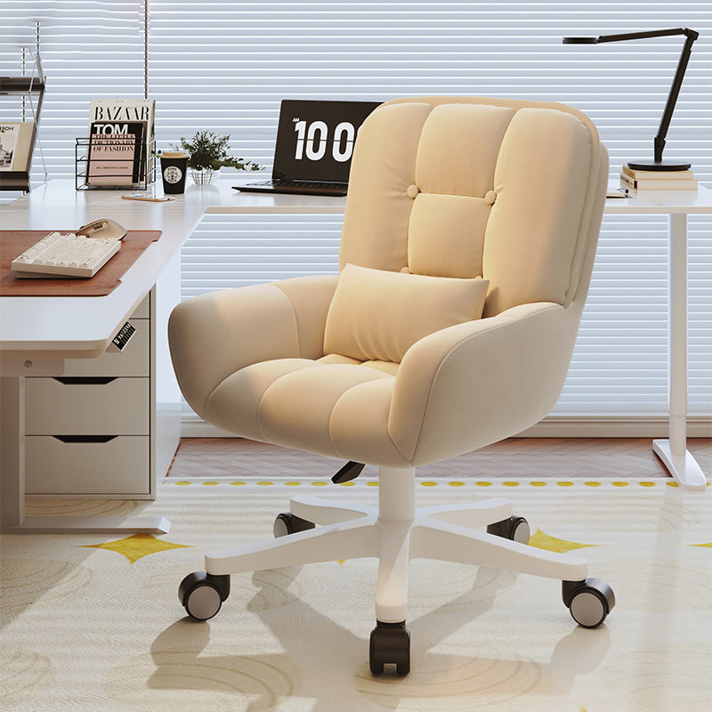 Chic Modern Minimalist Velvet PU Leather & Nylon Square Desk Chair with Adjustable Height for Home Office