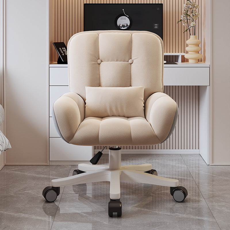 Chic Modern Minimalist Velvet PU Leather & Nylon Square Desk Chair with Adjustable Height for Home Office