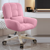 Chic Modern Minimalist Velvet PU Leather & Nylon Square Desk Chair with Adjustable Height for Home Office
