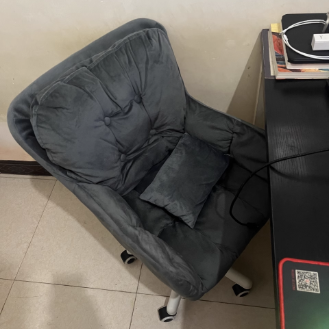 Chic Modern Minimalist Velvet PU Leather & Nylon Square Desk Chair with Adjustable Height for Home Office