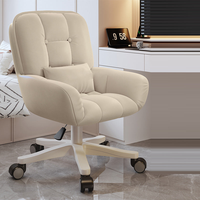 Chic Modern Minimalist Velvet PU Leather & Nylon Square Desk Chair with Adjustable Height for Home Office