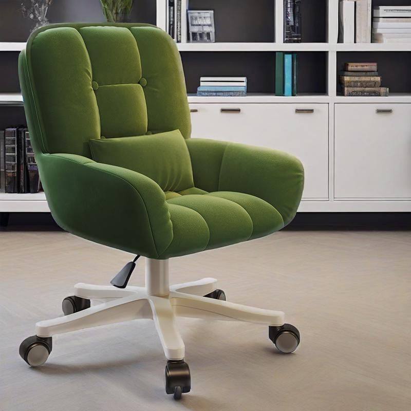 Chic Modern Minimalist Velvet PU Leather & Nylon Square Desk Chair with Adjustable Height for Home Office