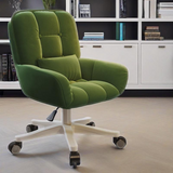 Chic Modern Minimalist Velvet PU Leather & Nylon Square Desk Chair with Adjustable Height for Home Office