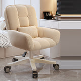 Chic Modern Minimalist Velvet PU Leather & Nylon Square Desk Chair with Adjustable Height for Home Office