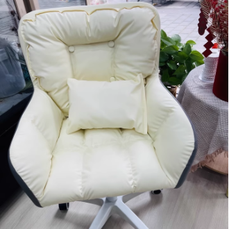 Chic Modern Minimalist Velvet PU Leather & Nylon Square Desk Chair with Adjustable Height for Home Office