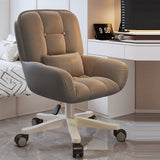 Chic Modern Minimalist Velvet PU Leather & Nylon Square Desk Chair with Adjustable Height for Home Office