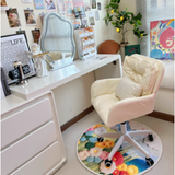 Chic Modern Minimalist Velvet PU Leather & Nylon Square Desk Chair with Adjustable Height for Home Office