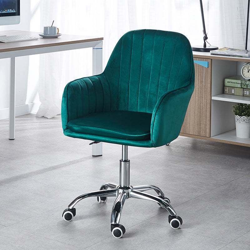 Sleek Velvet & Metal Square Desk Chair — 360° Swivel & Height Adjustment for Home Office
