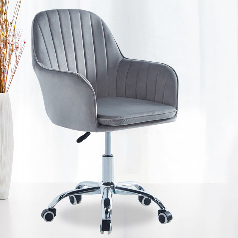 Sleek Velvet & Metal Square Desk Chair — 360° Swivel & Height Adjustment for Home Office