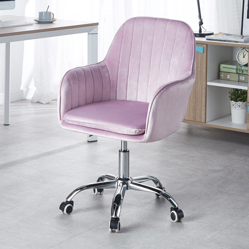 Sleek Velvet & Metal Square Desk Chair — 360° Swivel & Height Adjustment for Home Office