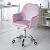 Sleek Velvet & Metal Square Desk Chair — 360° Swivel & Height Adjustment for Home Office