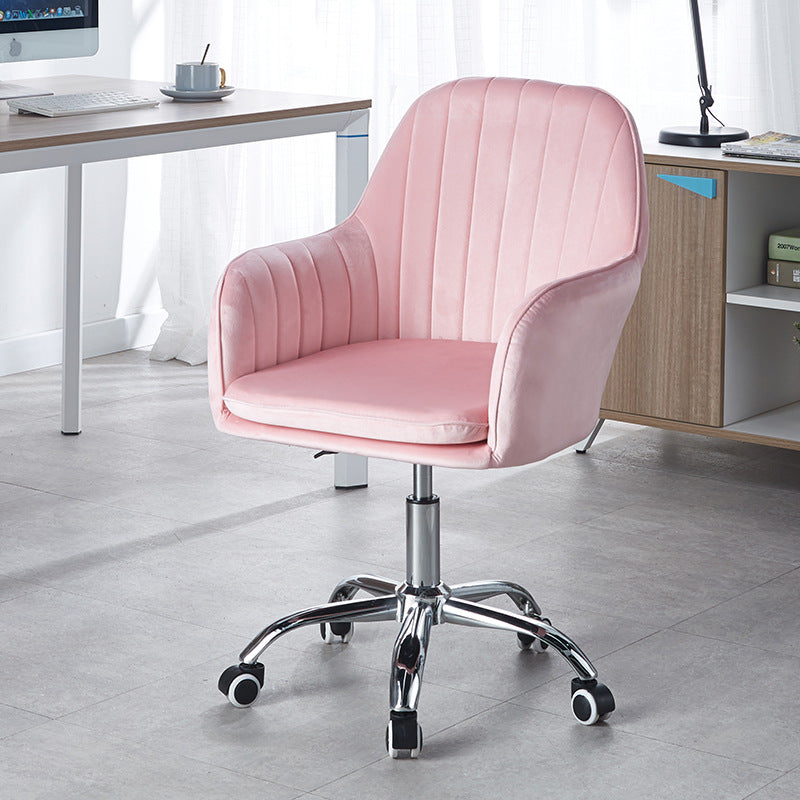 Sleek Velvet & Metal Square Desk Chair — 360° Swivel & Height Adjustment for Home Office