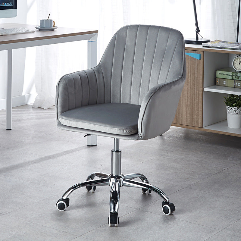 Sleek Velvet & Metal Square Desk Chair — 360° Swivel & Height Adjustment for Home Office