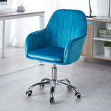 Sleek Velvet & Metal Square Desk Chair — 360° Swivel & Height Adjustment for Home Office