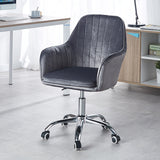 Sleek Velvet & Metal Square Desk Chair — 360° Swivel & Height Adjustment for Home Office
