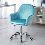 Sleek Velvet & Metal Square Desk Chair — 360° Swivel & Height Adjustment for Home Office