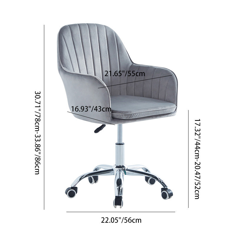 Sleek Velvet & Metal Square Desk Chair — 360° Swivel & Height Adjustment for Home Office