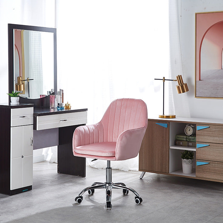 Sleek Velvet & Metal Square Desk Chair — 360° Swivel & Height Adjustment for Home Office