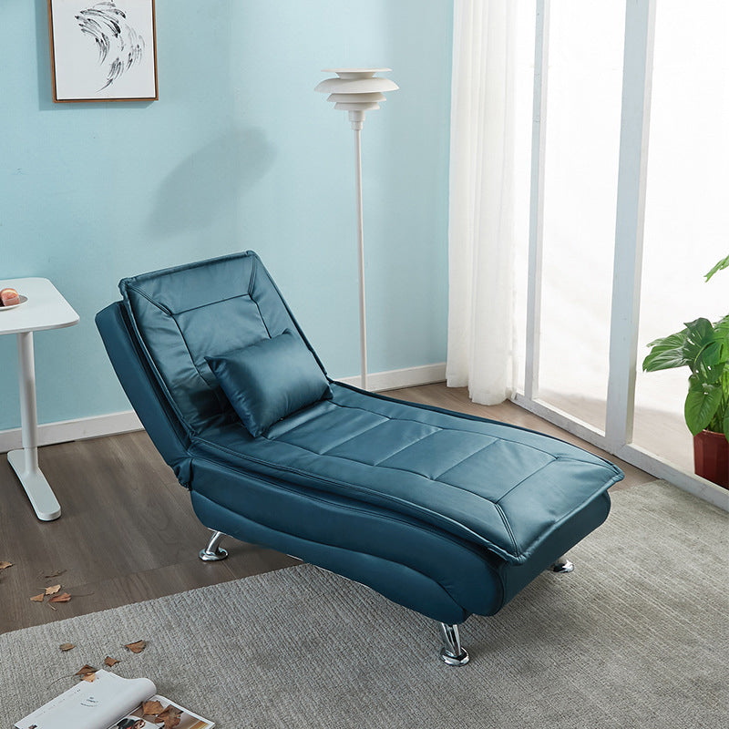 Luxurious Contemporary Long-Strip Solid Wood Recliner with Lambswool Sponge Cushion and Tech Fabric, Armless and Adjustable Backrest for Living Room & Bedroom