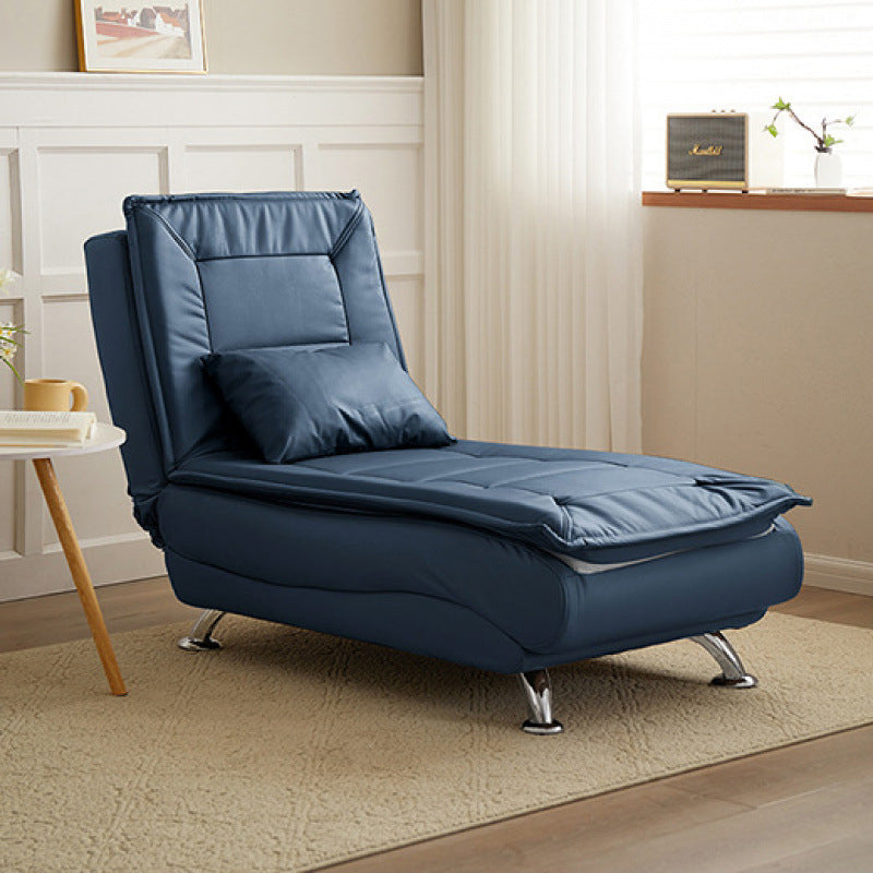 Luxurious Contemporary Long-Strip Solid Wood Recliner with Lambswool Sponge Cushion and Tech Fabric, Armless and Adjustable Backrest for Living Room & Bedroom