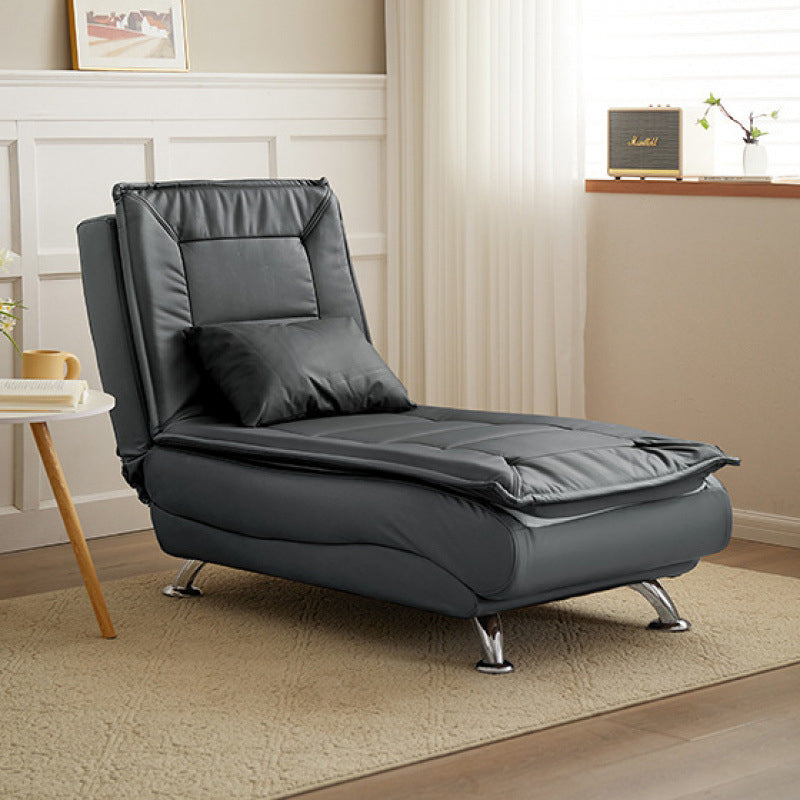 Luxurious Contemporary Long-Strip Solid Wood Recliner with Lambswool Sponge Cushion and Tech Fabric, Armless and Adjustable Backrest for Living Room & Bedroom