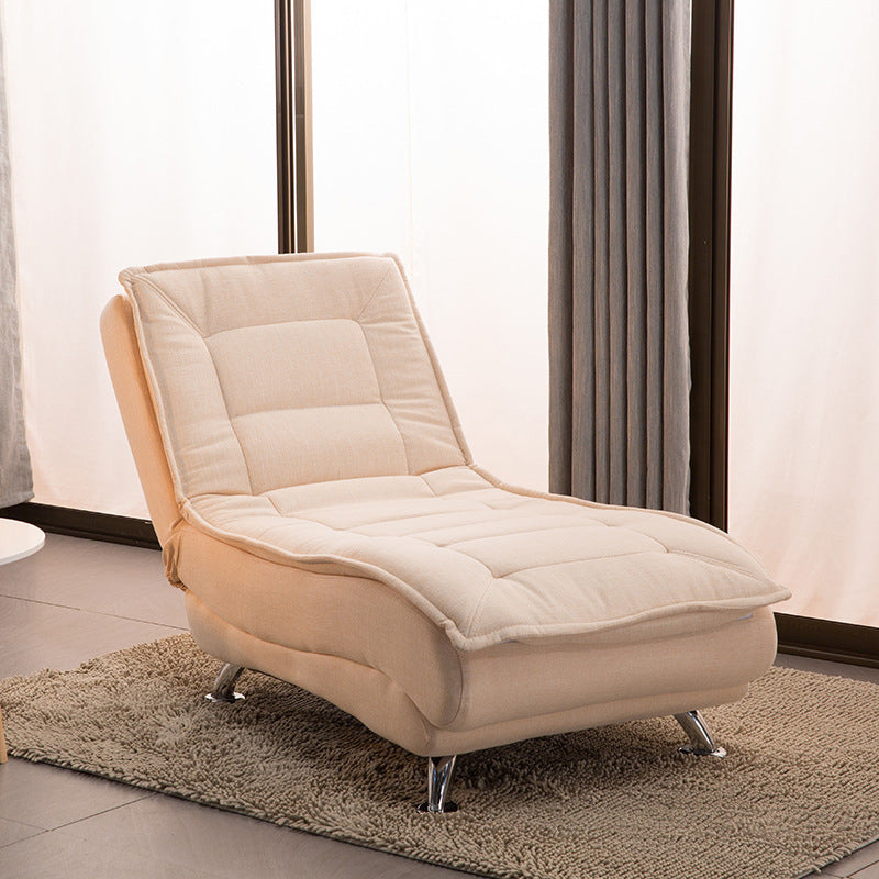 Luxurious Contemporary Long-Strip Solid Wood Recliner with Lambswool Sponge Cushion and Tech Fabric, Armless and Adjustable Backrest for Living Room & Bedroom