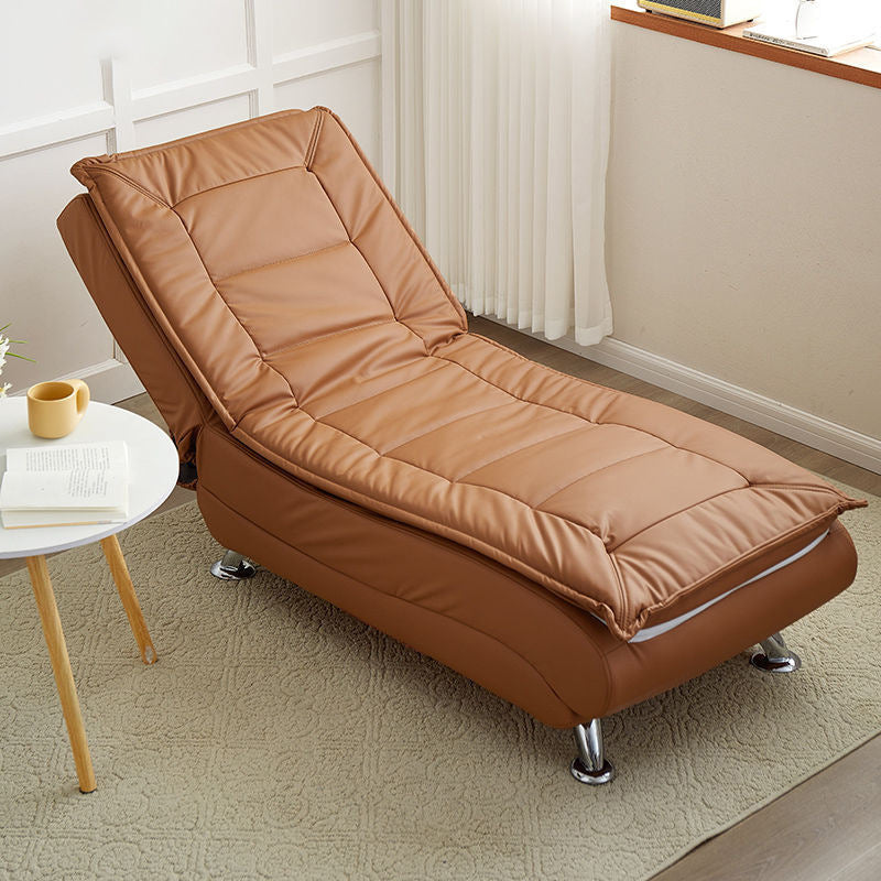 Luxurious Contemporary Long-Strip Solid Wood Recliner with Lambswool Sponge Cushion and Tech Fabric, Armless and Adjustable Backrest for Living Room & Bedroom