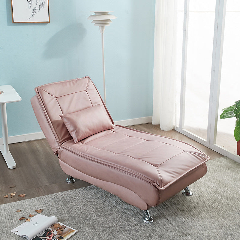 Luxurious Contemporary Long-Strip Solid Wood Recliner with Lambswool Sponge Cushion and Tech Fabric, Armless and Adjustable Backrest for Living Room & Bedroom