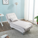Luxurious Contemporary Long-Strip Solid Wood Recliner with Lambswool Sponge Cushion and Tech Fabric, Armless and Adjustable Backrest for Living Room & Bedroom