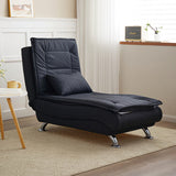 Luxurious Contemporary Long-Strip Solid Wood Recliner with Lambswool Sponge Cushion and Tech Fabric, Armless and Adjustable Backrest for Living Room & Bedroom