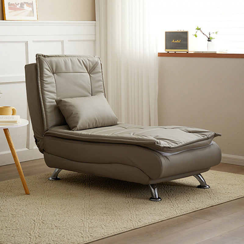Luxurious Contemporary Long-Strip Solid Wood Recliner with Lambswool Sponge Cushion and Tech Fabric, Armless and Adjustable Backrest for Living Room & Bedroom