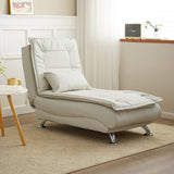 Luxurious Contemporary Long-Strip Solid Wood Recliner with Lambswool Sponge Cushion and Tech Fabric, Armless and Adjustable Backrest for Living Room & Bedroom