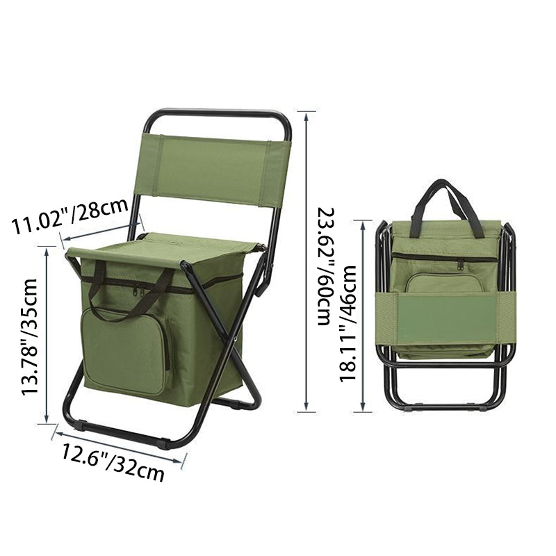 Stylish Contemporary Industrial Folding Camping Chair — Rectangular Oxford Fabric, Steel-Pipe Frame, Armless, for Garden & Outdoor Patio