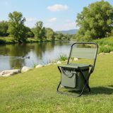 Stylish Contemporary Industrial Folding Camping Chair — Rectangular Oxford Fabric, Steel-Pipe Frame, Armless, for Garden & Outdoor Patio