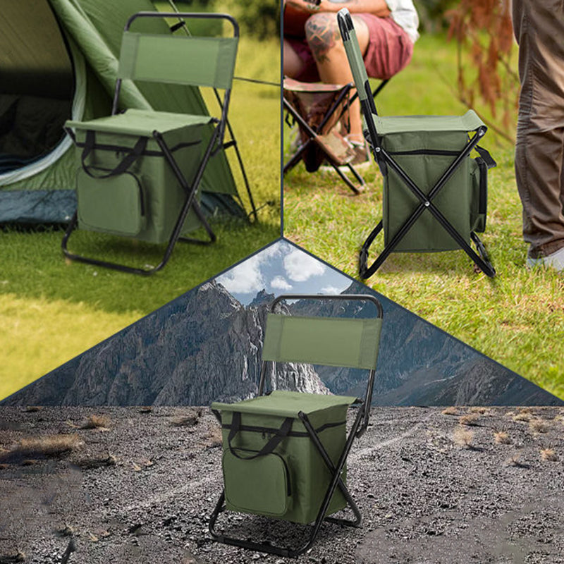 Stylish Contemporary Industrial Folding Camping Chair — Rectangular Oxford Fabric, Steel-Pipe Frame, Armless, for Garden & Outdoor Patio
