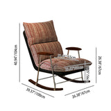 Traditional French Upholstered Velvet Rocking Chair with Rubberwood Frame and Iron Accents, Comfortable Backrest & Armrests for Living Room