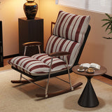 Traditional French Upholstered Velvet Rocking Chair with Rubberwood Frame and Iron Accents, Comfortable Backrest & Armrests for Living Room