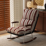 Traditional French Upholstered Velvet Rocking Chair with Rubberwood Frame and Iron Accents, Comfortable Backrest & Armrests for Living Room