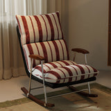 Traditional French Upholstered Velvet Rocking Chair with Rubberwood Frame and Iron Accents, Comfortable Backrest & Armrests for Living Room