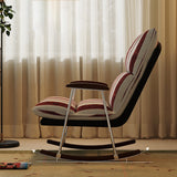 Traditional French Upholstered Velvet Rocking Chair with Rubberwood Frame and Iron Accents, Comfortable Backrest & Armrests for Living Room