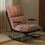 Traditional French Upholstered Velvet Rocking Chair with Rubberwood Frame and Iron Accents, Comfortable Backrest & Armrests for Living Room