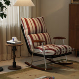 Traditional French Upholstered Velvet Rocking Chair with Rubberwood Frame and Iron Accents, Comfortable Backrest & Armrests for Living Room