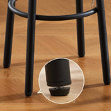 Sleek Modern Minimalist Wood & Iron Round Bar Stool with Footrest for Living Room & Dining Room